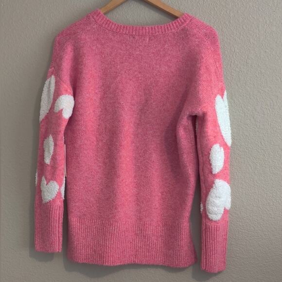 Cupcakes & Cashmere Pink Hearts Valentine Day Soft Sweater Ladies XS - Picture 3 of 12